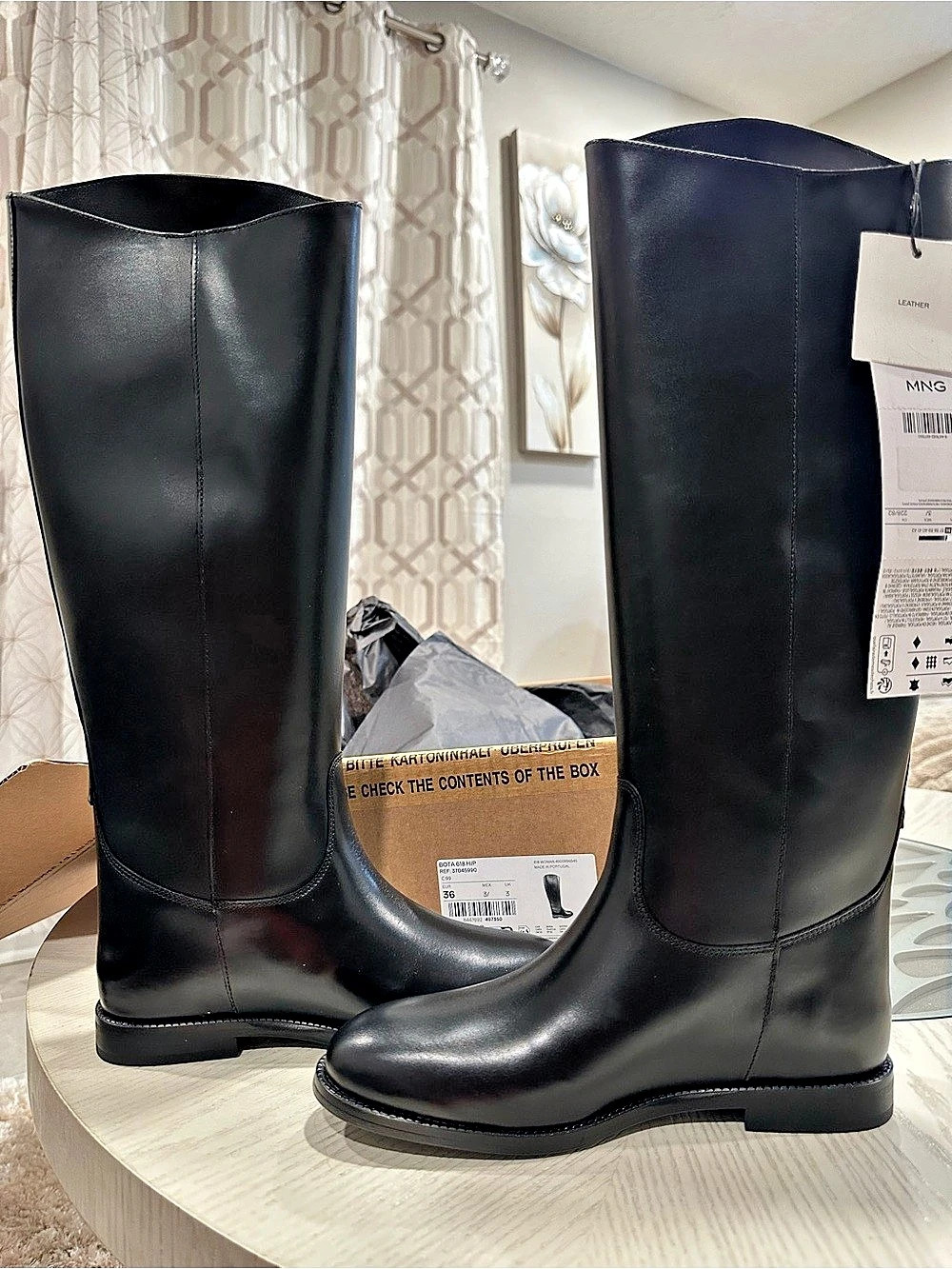 Mango Bota 618 Hip Tall Black Boots EU size 36, US size 5.5-6